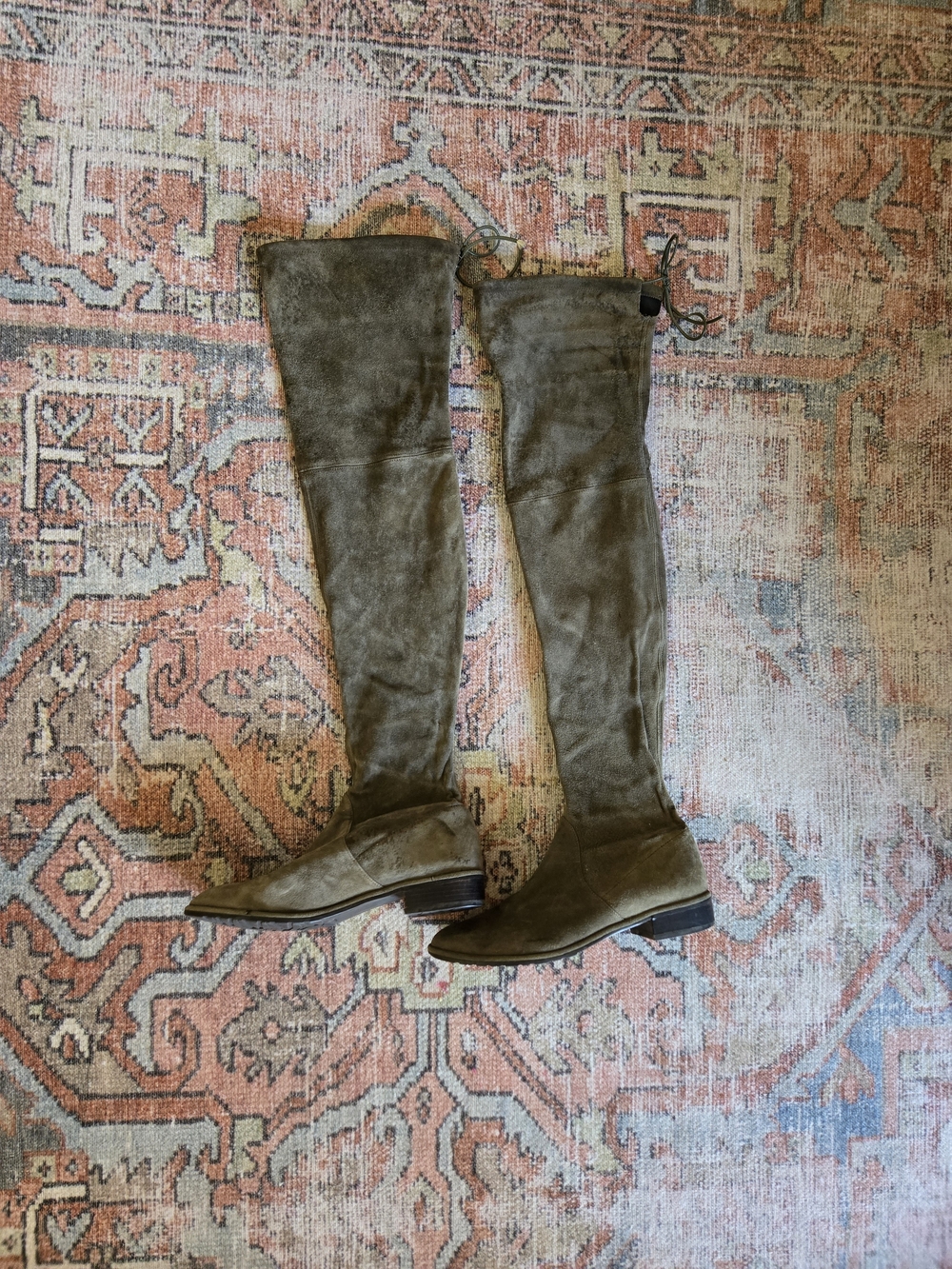 Stuart Weitzman Over-the-Knee Suede Boots in Olive Green